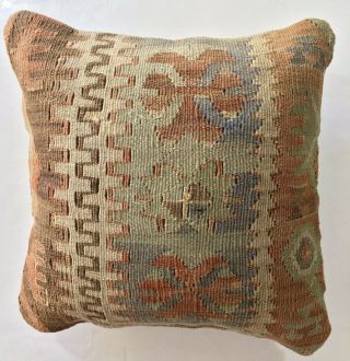 Throw Pillow Cover 16x16 Vintage Turkish Kilim Cushion Cases Wool Handmade