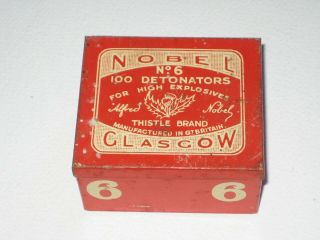 Glasgow Vintage Nobel Empty Detonators Tin For High Explosives