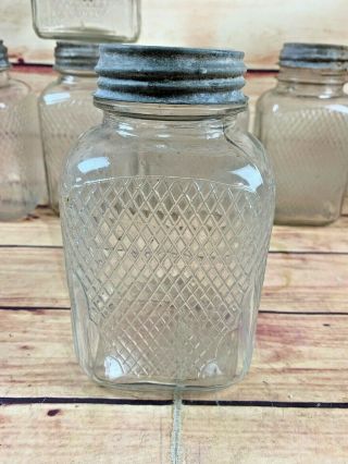 Vintage Paneled Ribbed Glass Hoosier Cabinet Jar Zinc Lid General Store Tea Etc