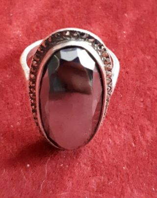 Antique/vintage Silver,  Marcasite And Hematite Ring M