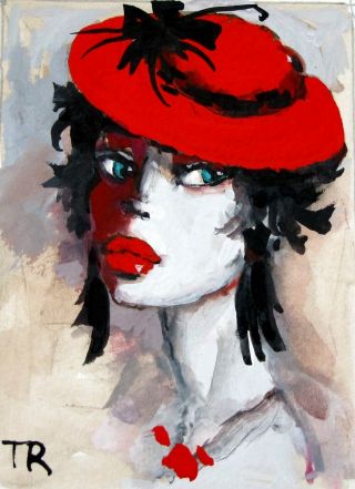 Watercolor Gouache Portrait Girls Vintage Erotic Glamour Mask Fine Art