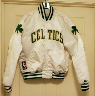 Vintage Boston Celtics Nba Starter Jacket White Large Paul Pierce Larry Bird L