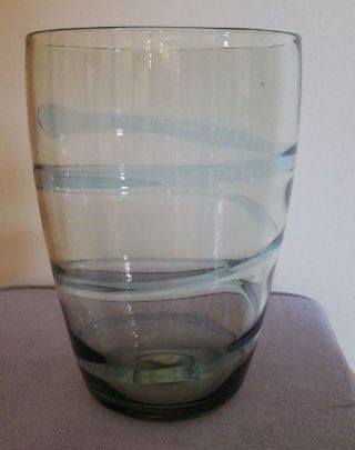 Vintage Antique Art Glass Vase 1930s Whitefriars Green Blue Glass Spiral Vase