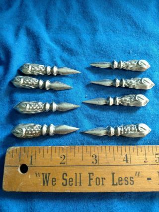 Eight Vintage Corn On The Cob Holders Knobs Silver Plate Figural Design