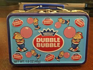 Vintage Dubble Bubble Mini Lunchbox Tin Collectible Plastic Handle