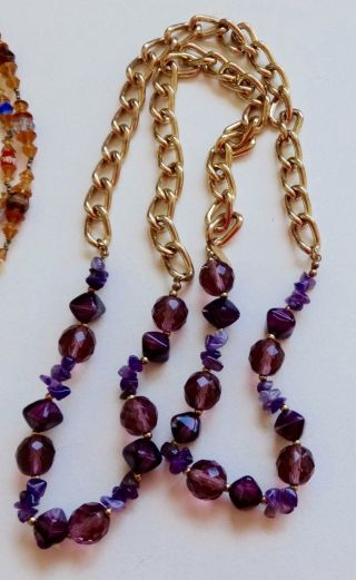 Miriam Haskell Vintage Necklace Purple Art Glass Beads