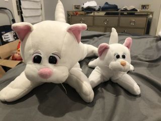 Vintage 1985 Tonka Pound Puppies Purries Large & Small White Plush Cats