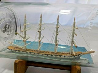 Vintage 4 MAST Tall Ship in Bottle OLD HERMITAGE Whiskey Folk Art Diorama Whimsy 2
