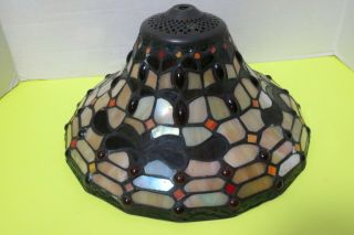 Vintage Stained Glass Tiffany Style Lamp Shade 11 3/4 " Diameter