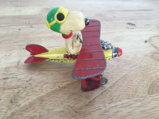 1965 Vintage Snoopy Biplane Die Cast Metal Toy Plane Peanuts Aviva Toy Co.