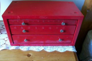 Vintage Huot Drill Bit Cabinet.  Red