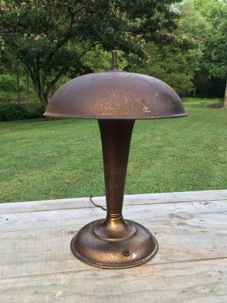 Vintage Industrial Metal Mid Century Modern Flying Saucer Atomic Lamp Steampunk