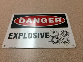Vintage Danger Explosive Heavy Metal Sign 7 " X 10 "