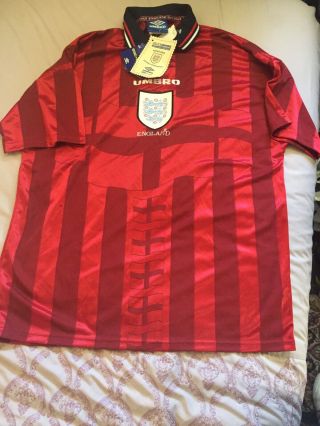Vintage Rare 1998 England Away Shirt Size Xl Bnwt Umbro