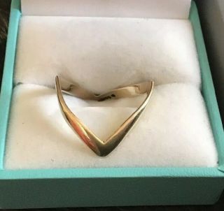 Vintage 1970’s 9ct Yellow Gold Double Wishbone Ring - Size Q Thumb Ring