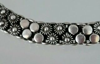 Vintage Sterling Silver 925 Dots And Flowers Flexible Chain Bracelet Rare