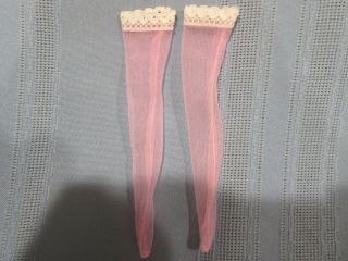 Vintage Mod Barbie Doll Nylon Stockings Light Pink With Lace Tops