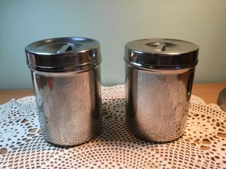 Vintage Stainless Steel Medical Canisters - Set Of 2 - 7” X 5” With Lid