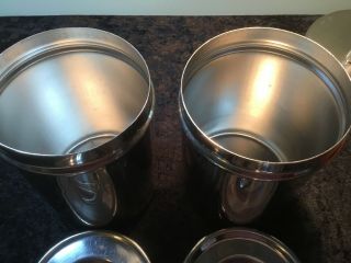 VINTAGE STAINLESS STEEL MEDICAL CANISTERS - SET OF 2 - 7” X 5” With Lid 5