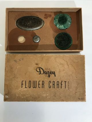 Vintage Metal Flower Frog Set By Dazey Mfg Company,  71 202 81 And Tiny