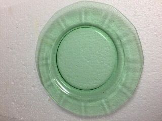 Vintage 8 Green Depression Glass Plates 9 1/2 Inch Block