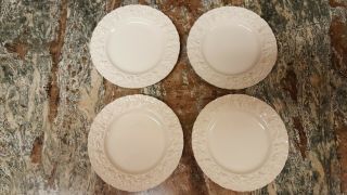 4 - Vtg.  Wedgwood Embossed Queensware Cream On Cream Bread & Butter 7 1/4 " Plates