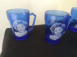 6 - 1930’s Vintage Shirley Temple Cobalt Blue Depression Glass Child Drinking Cup 3