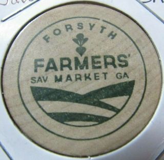 Vintage Forsyth Farmers Market Savannah,  Ga Wooden Nickel - Token Georgia