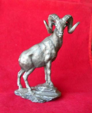 Vintage Solid Pewter Bighorn Sheep Figurine Franklin 1975 4.  5 " H