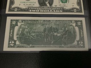 Vintage 2 - 1976 Two Dollar Bill $2 Bill In Protective Holder Great Gift G Chicag