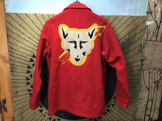 Vintage Official Boy Scouts Red Wool Jacket W/ Oa Minsi Lodge 5 Wolf Patches
