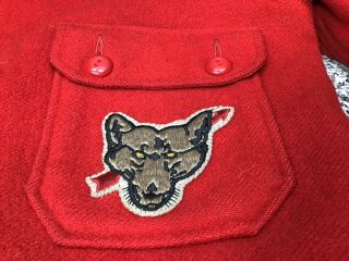 Vintage Official Boy Scouts Red Wool Jacket w/ OA Minsi Lodge 5 Wolf Patches 6