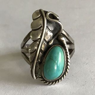 Vintage Sterling Silver 925 Turquoise Southwestern Ring Size 8 1/4 - 7.  1 Gr