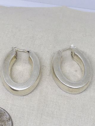 1.  25” Vtg Sterling Silver Han Oblong Hoop Earrings 9.  2g 32 - 2