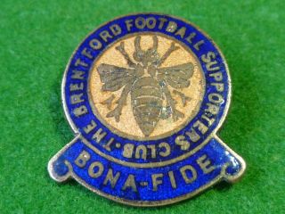 Vintage Brentford City Fc Football Supporters Club Enamel Pin Badge 1960s
