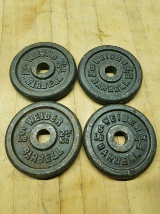 Vintage Weider Standard Size Barbell Weights - Four 5 Lb Plates 5lb Cast Iron