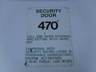 Rare Vintage Metal Atomic Energy Nuclear Power Plant Security Door Sign Trespass