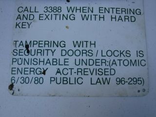 RARE Vintage Metal Atomic Energy Nuclear Power Plant Security Door Sign Trespass 2
