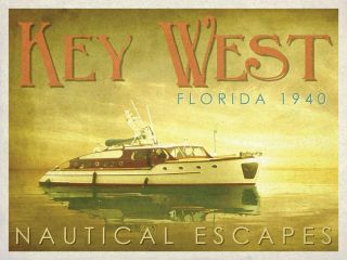 Boat Art Print Nautical Escapes 4 Carlos Casamayor Key West Florida Poster 19x13