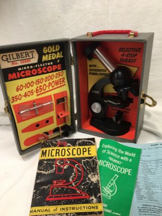 Vintage 1950 ' s Gilbert Chemistry Kit Microscope and Lab Set 13081 Parts 4