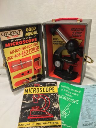 Vintage 1950 ' s Gilbert Chemistry Kit Microscope and Lab Set 13081 Parts 5