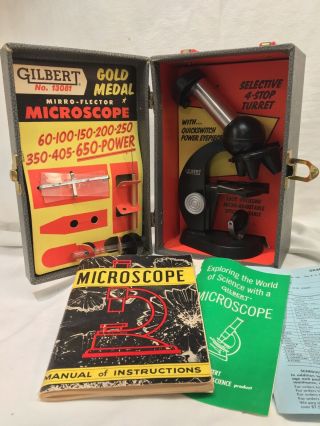 Vintage 1950 ' s Gilbert Chemistry Kit Microscope and Lab Set 13081 Parts 6