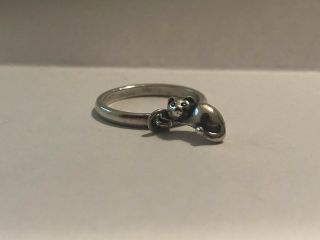 Vintage James Avery Sterling Silver 3d Kitty Cat Charm Dangle Ring Size 7.  5