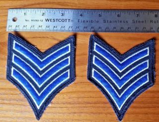 One Pair Police Sergeant / Security Chevrons Stripes Patches Black/navy Vintage