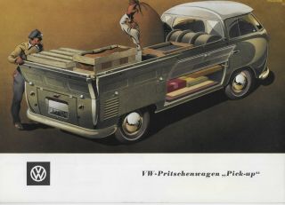 Vintage 1955 Volkswagen Vw Wolfsburg Single Cab Truck Bus Brochure German