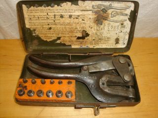 Whitney Metal Tool Co.  Punch No.  5 Jr.  With Metal Case Vtg