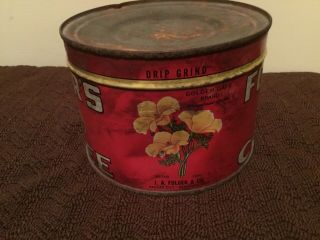 Vintage Tin Folgers Coffee Can 1 lb collectible 2