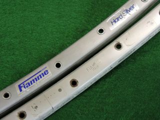 2 Vintage Fiamme Hard Silver Anodized Tubular Sew Up Rims 36 Holes @365 Grams
