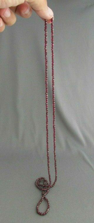 Vintage Faceted Garnet Closed Loop Flapper Necklace