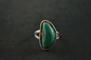 Vintage Sterling Silver Turquoise Stone Oval Ring - 5g